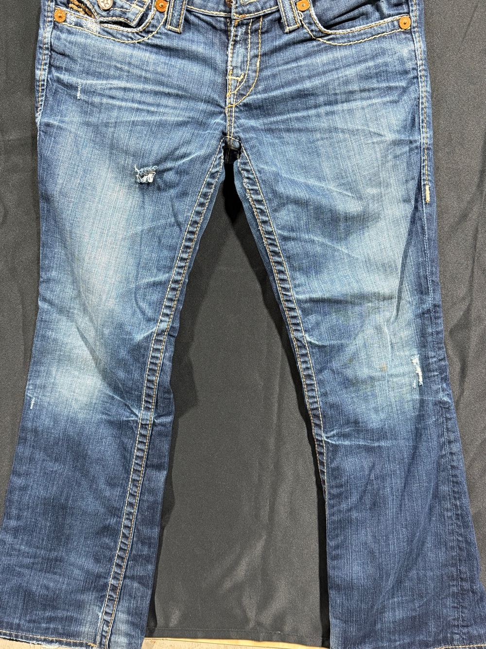 Big Star Distressed Medium Blue Wide-Leg Jeans